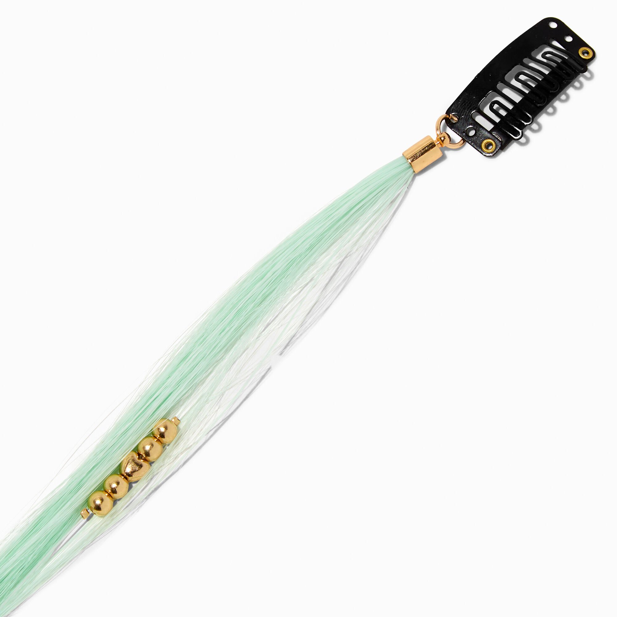 Mint Green & Pink Gold-tone Pearl Faux Hair Clip In Extensions - 2 Pack,