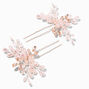 &Eacute;pingles &agrave; cheveux gerbes de fleurs orn&eacute;es de strass couleur dor&eacute; rose - Lot de 2,