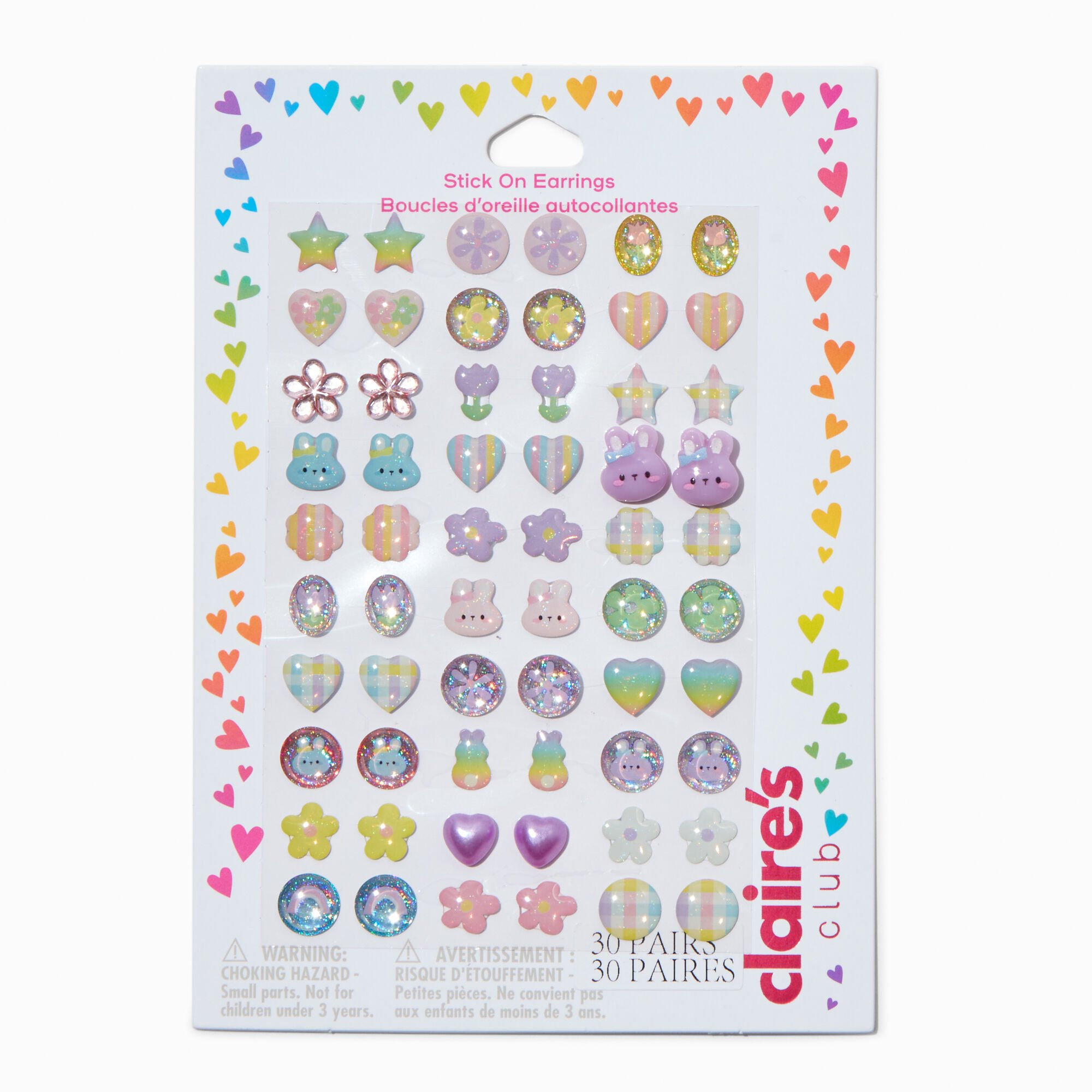 Boucles d'oreilles autocollantes fleur pastel Claire's Club - Lot de 30,