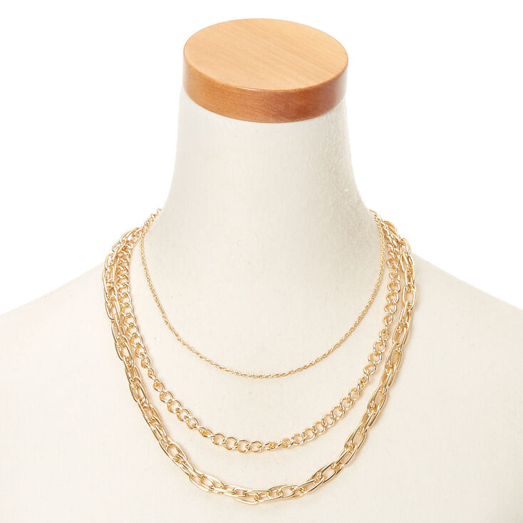 Gold Chain Multi Strand Necklace,