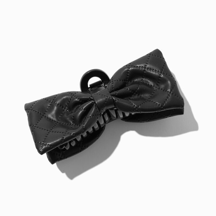 Black Quilted Bow Hair Claw,