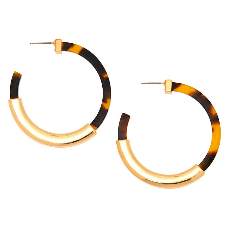 50MM Resin Tortoiseshell  Hoop Earrings - Brown,