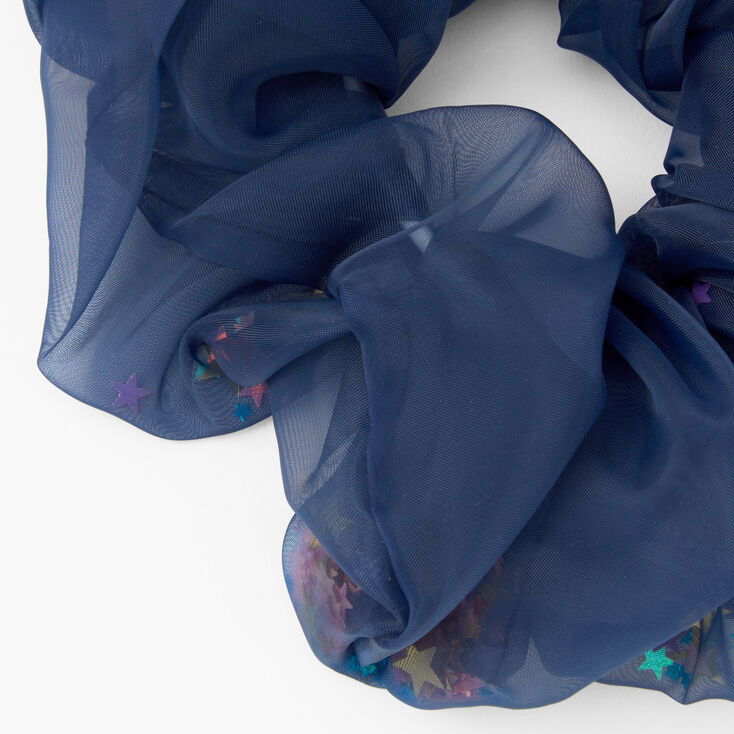 Giant Sheer Mesh Sequin Hair Scrunchie - Navy,