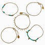 Turquoise Beaded &amp; Gold-tone Mixed Bracelet Set - 5 Pack,