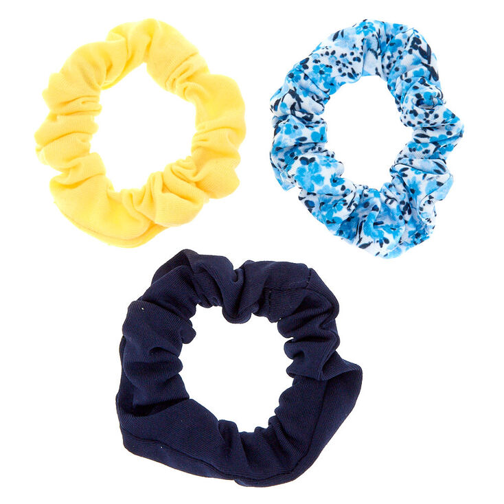 Claire's Chouchous à imprimé floral jaunes et bleus Club Claire's - Lot de 3