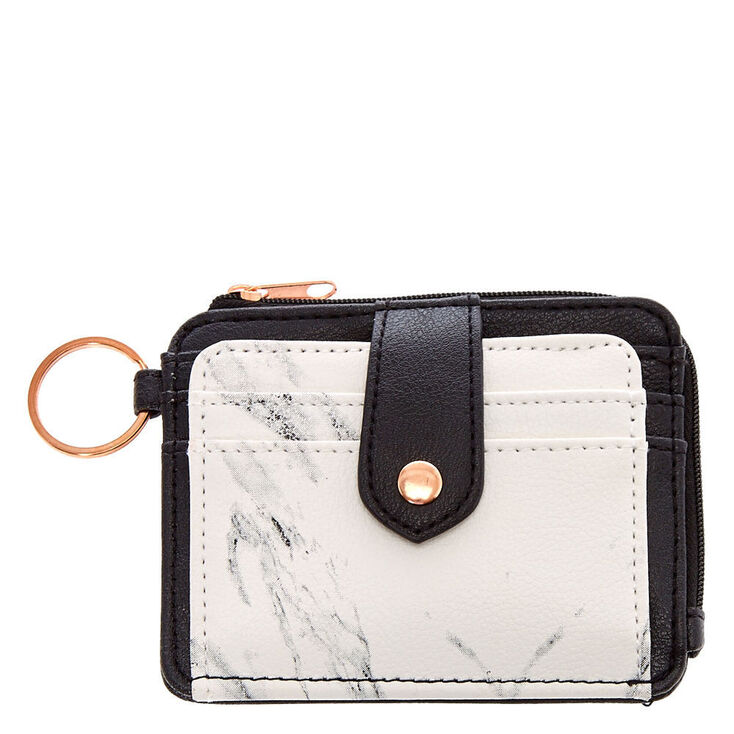 Black &amp; Cream Marble Coin Purse,