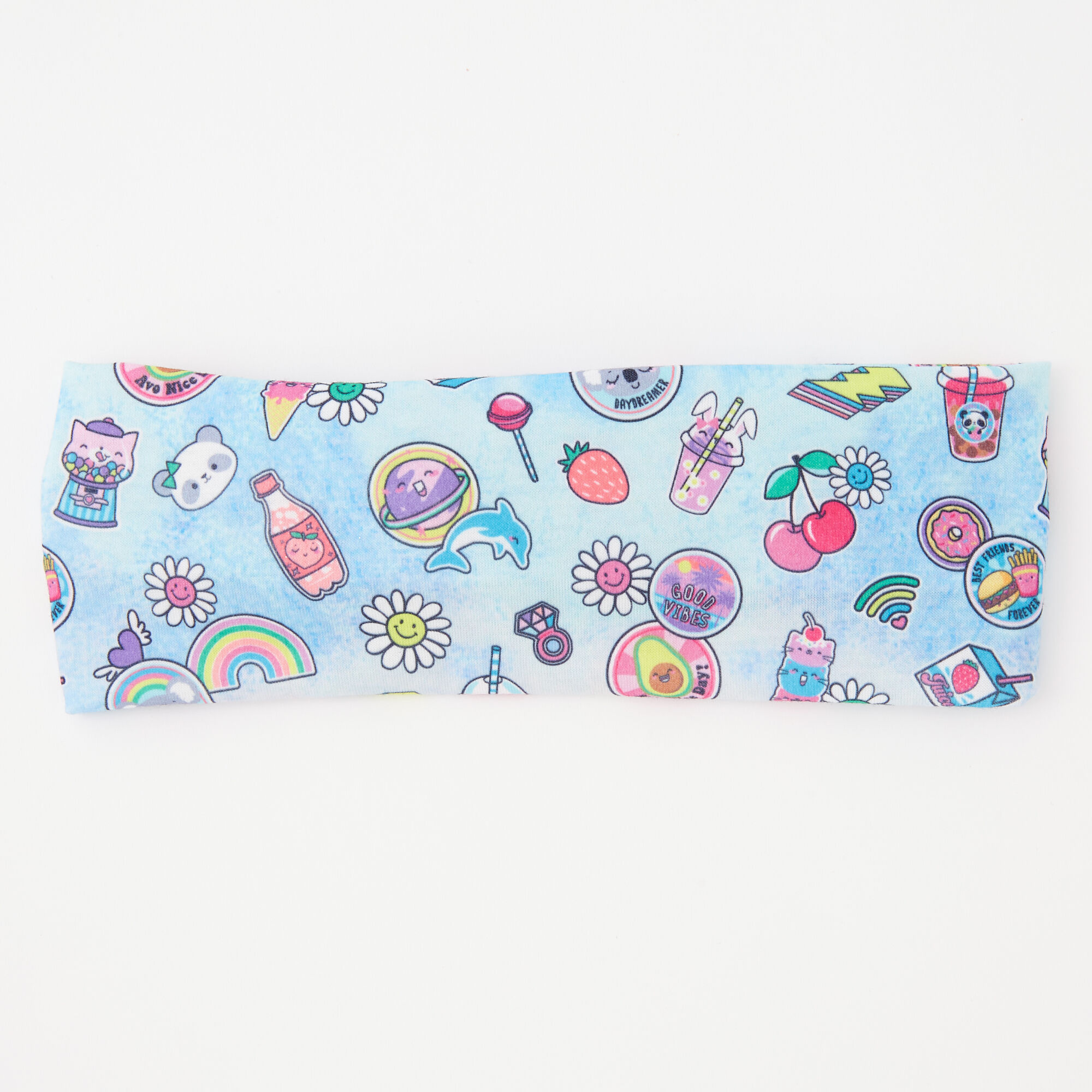 Bandeau torsadé soda et arcs-en-ciel - Bleu,