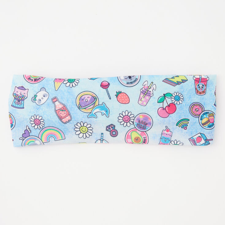 Bandeau torsad&eacute; soda et arcs-en-ciel - Bleu,