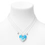 Best Friends Glow In The Dark Blue Confetti Split Heart Necklaces - 3 Pack,