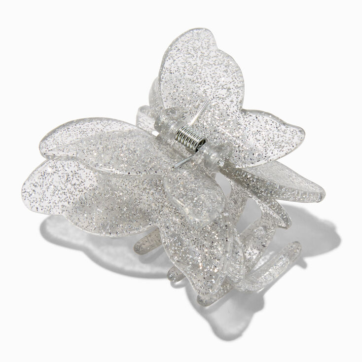 Silver Glitter Butterfly Hair Claw,