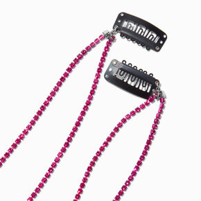 Pink Rhinestone Faux Hair Clip In Extensions - 2 Pack,