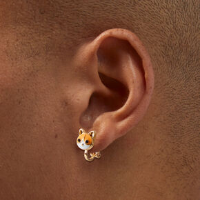 Boucles d&#39;oreilles &agrave; clip chat tigr&eacute; orange,