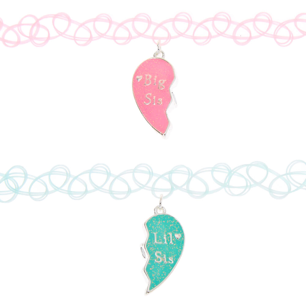 Big Sis & Lil Sis Pastel Tattoo Choker Necklaces - 2 Pack,