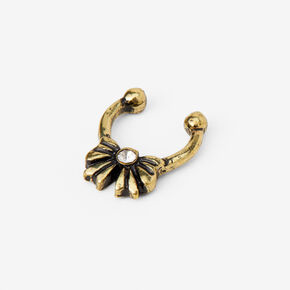 Gold-tone Crystal Bow Faux Septum Nose Ring,