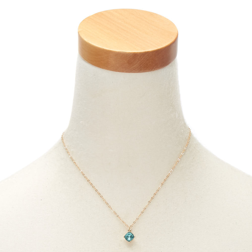 December Birthstone Pendant Necklace - Blue Zircon,