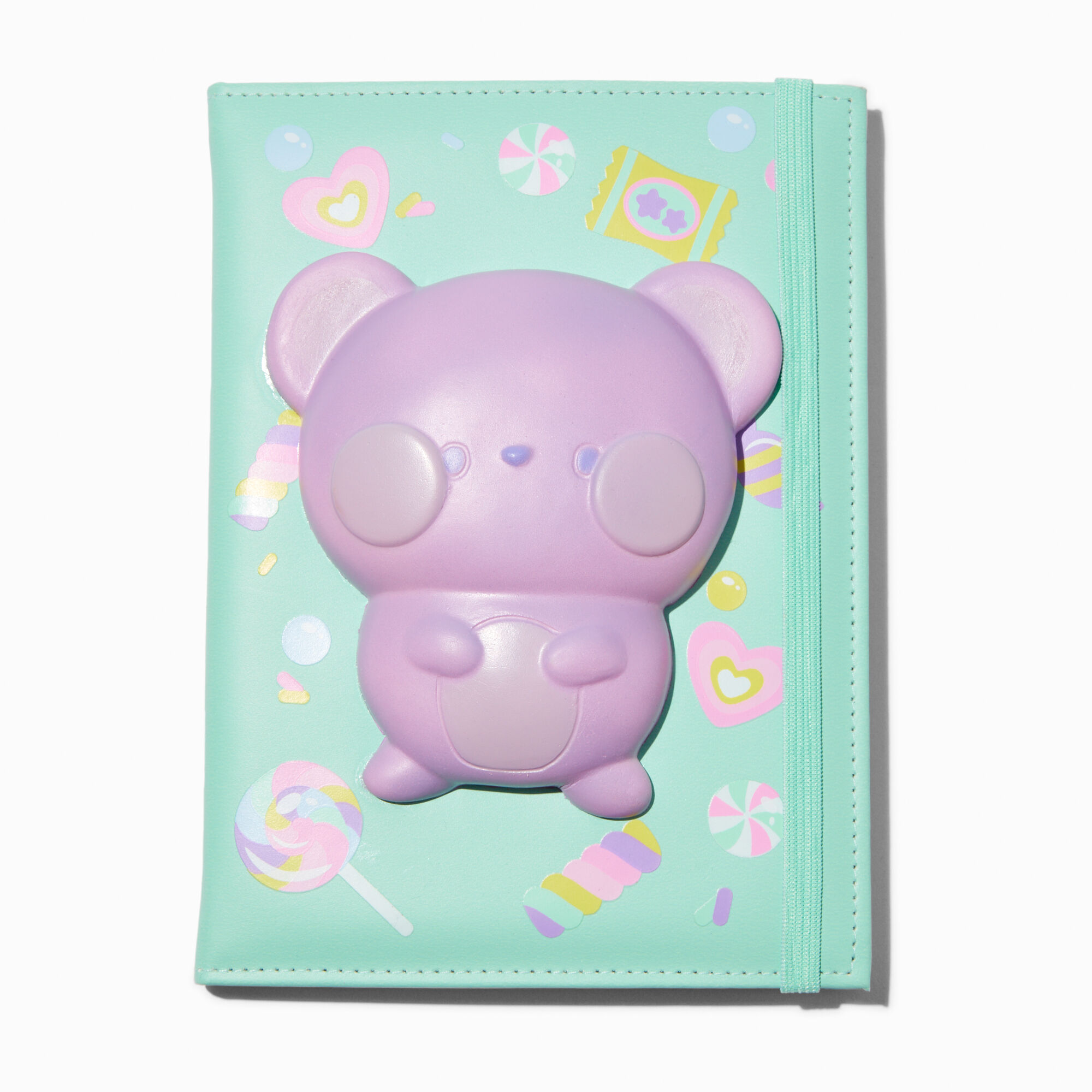 claire's purple bear squish diary