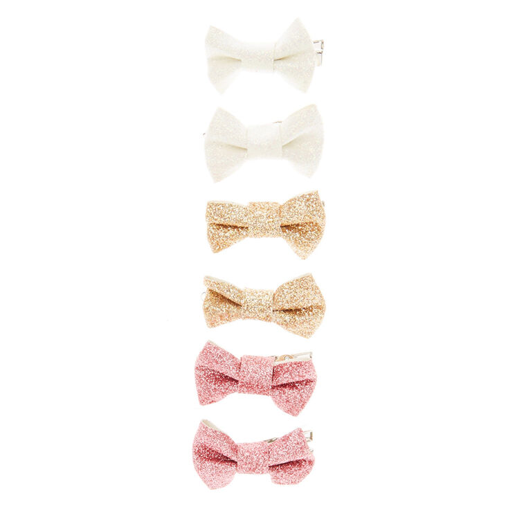 Lot de 6 barrettes &agrave; cheveux &agrave; paillettes en forme de n&oelig;ud pour enfants,