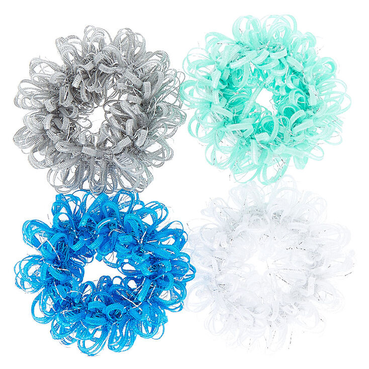 Small Mint Gray Looped Hair Scrunchies - 4 Pack,