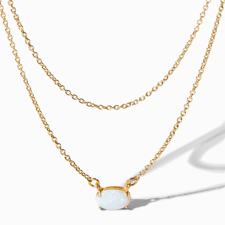 C LUXE by Claire&#39;s 18k Yellow Gold Plated Opal Multi-Strand Necklace,