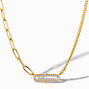 C LUXE by Claire&#39;s 18k Yellow Gold Plated Pav&eacute; Cubic Zirconia Paperclip &amp; Woven Chain Necklace,
