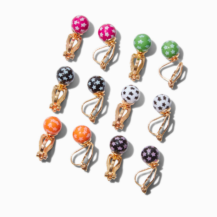 Clous d&#39;oreilles &agrave; clip boule imprim&eacute; &eacute;toil&eacute;s - Lot de 6,