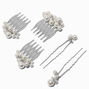 Silver-tone Pearl Hair Combs &amp; Pins - 5 Pack,