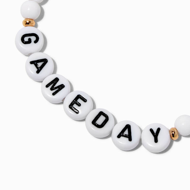 Red &amp; White &#39;&#39;Gameday&#39;&#39; Beaded Stretch Bracelet,