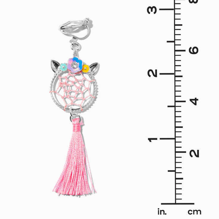 2&quot; Unicorn Dreamcatcher Clip On Drop Earrings,