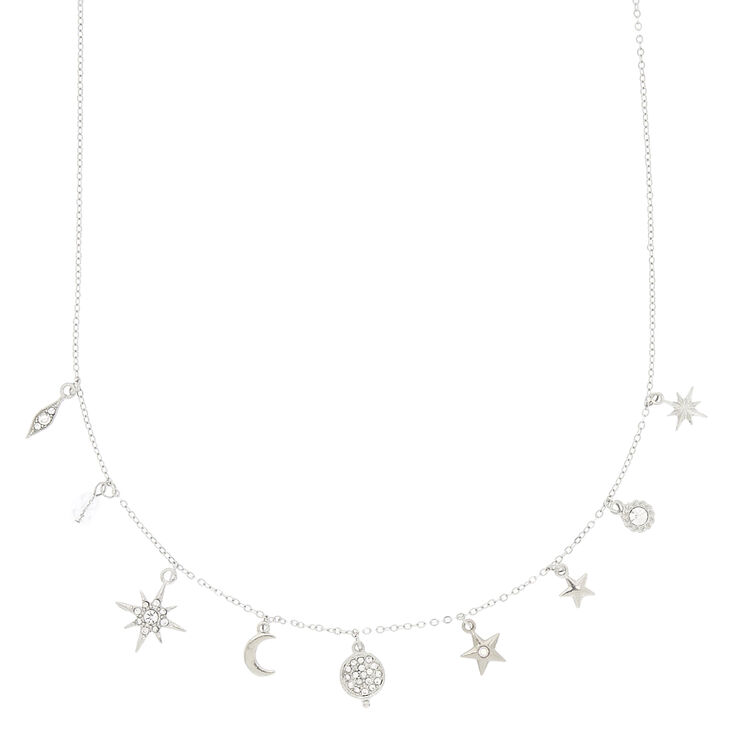 Claire's Collier à pendentif avec breloques cosmiques couleur argenté