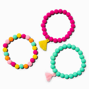 Claire&#39;s Club Rainbow Matte Tassel Stretch Bracelets - 3 Pack,