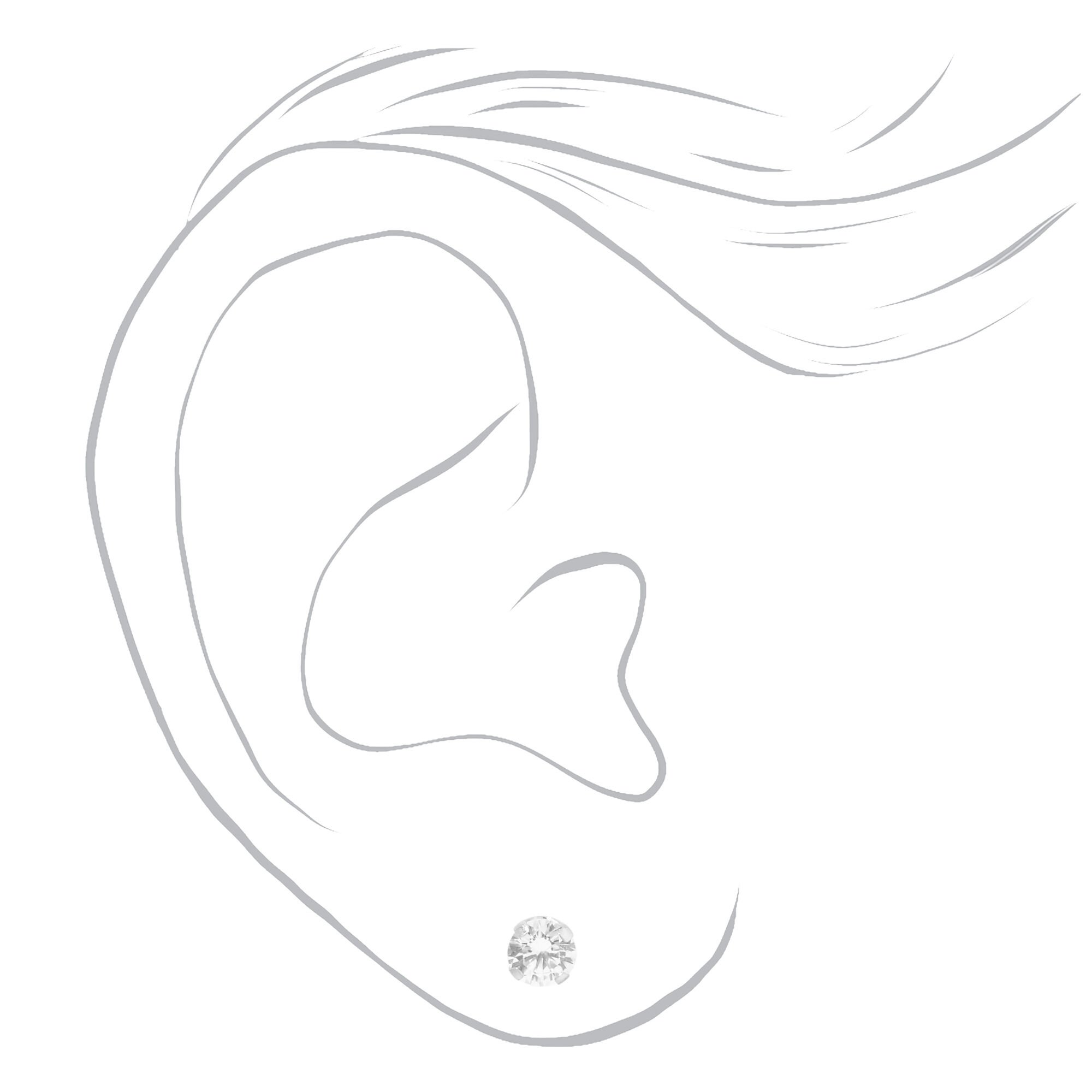 14kt White Gold 5mm Cubic Zirconia Studs Ear Piercing Kit with Ear Care Solution,