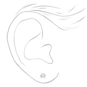 14kt White Gold 5mm Cubic Zirconia Studs Ear Piercing Kit with Ear Care Solution,