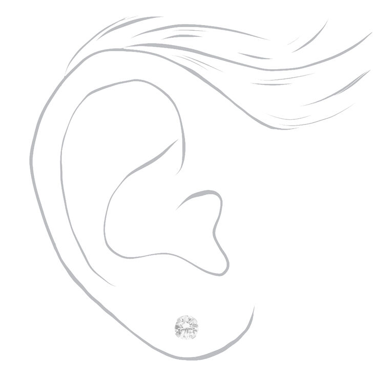 14kt White Gold 5mm Cubic Zirconia Studs Ear Piercing Kit with Ear Care Solution,