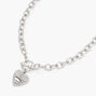 Silver Rhinestone Heart and Crown Pendant Necklace,