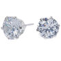 Sterling Silver Cubic Zirconia 8MM Round Stud Earrings,