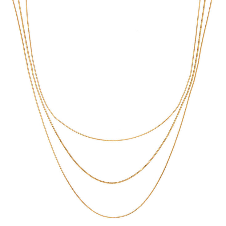 Gold Snake Chain Multi Strand Chain Necklace,