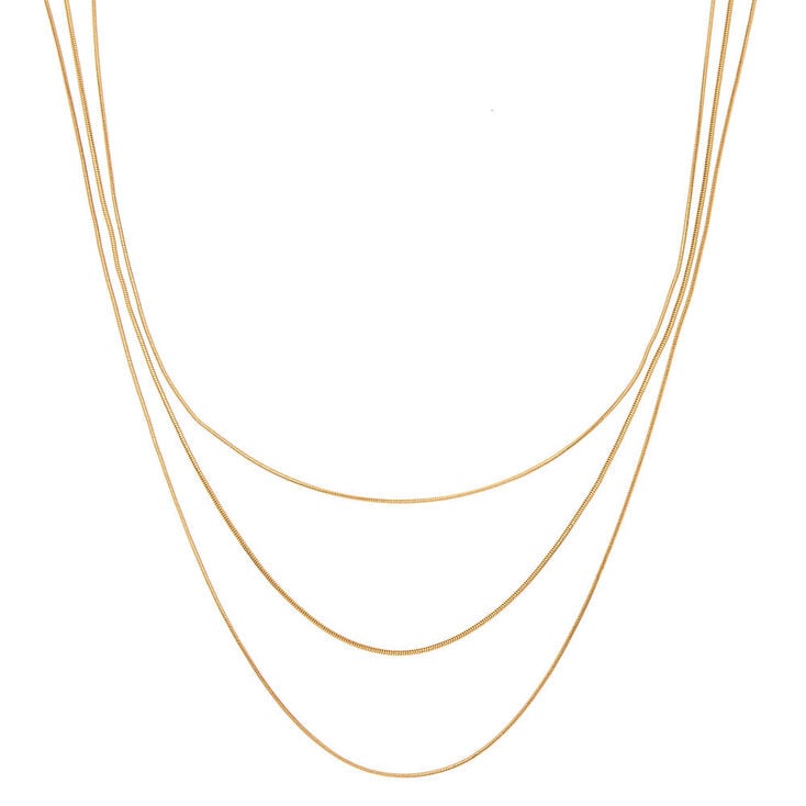 Gold Snake Chain Multi Strand Chain Necklace,