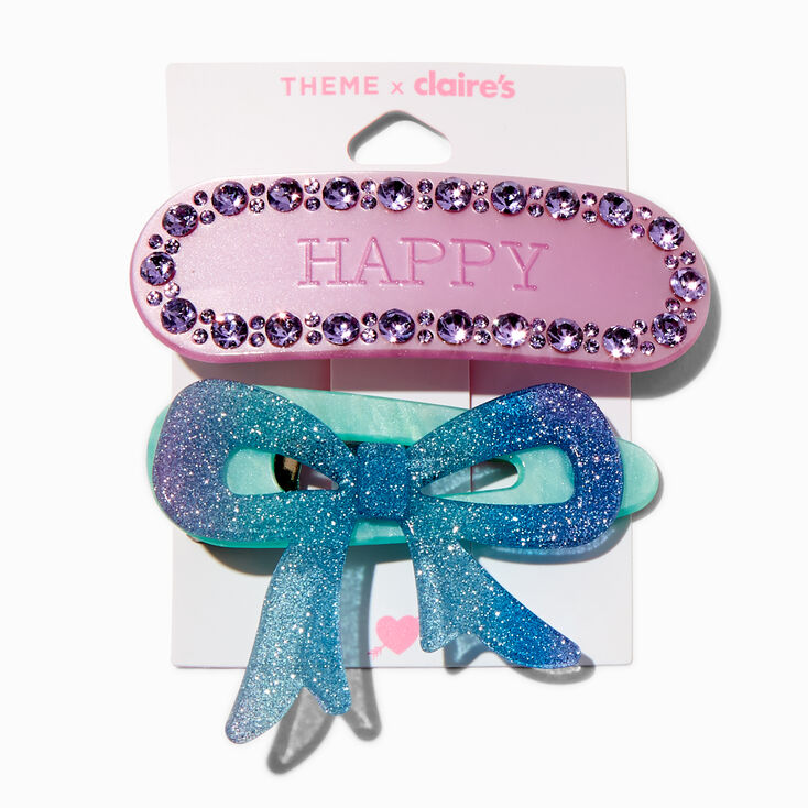 T H E M E x Claire&#39;s Happy Bow Hair Clips - 2 Pack,