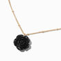 Collier &agrave; pendentif couleur dor&eacute;e roses sculpt&eacute;es noires,