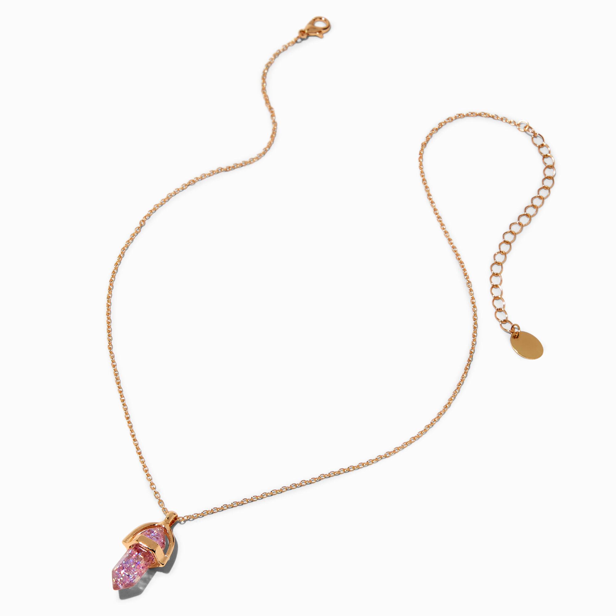 Best Friends Pink & Clear Crystal Pendant Necklaces - 2 Pack,