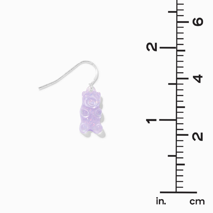Silver 1&#39;&#39; Glow In The Dark Pastel Gummy Bear Drop Earrings - 3 Pack,