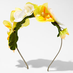 Yellow Orchid Flower Crown Headband,