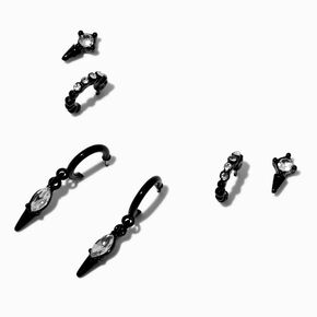 Black Crystal Drip Earring Stackables Set - 3 Pack,