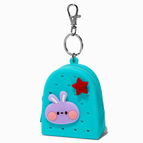 Blue Silicone Mini Backpack Keyring,