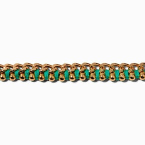 Gold-tone &amp; Green Chunky Woven Chain Bracelet,