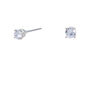 Silver-tone Cubic Zirconia Round Stud Earrings - 4MM,