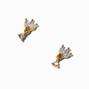 C LUXE by Claire&#39;s 18k Gold Plated Cubic Zirconia Flower Drop Earrings,