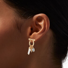 Gold-tone Carabiner Charm Drop Earrings,