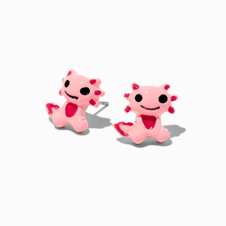 Pink Axolotl Stud Earrings,