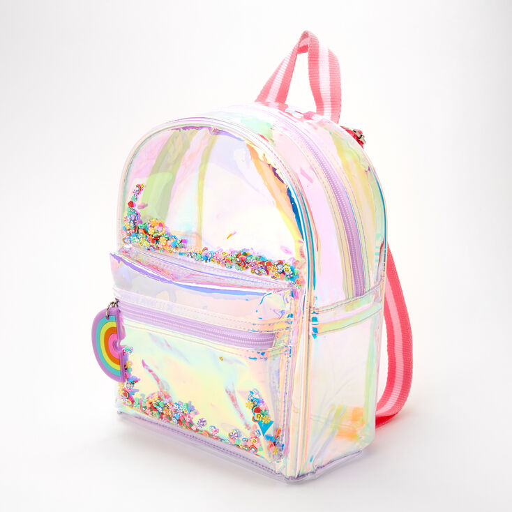Claire's Mini sac à dos holographique arc-en-ciel